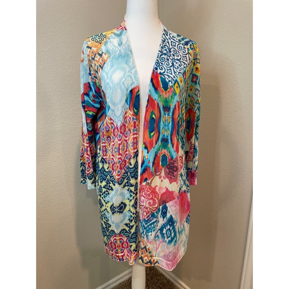 NWT Chico's Multi Color Open Front Cardigan